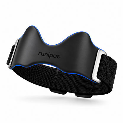 Sangle de précision genou Runipas — coque noire, boucles acier, sangle élastique